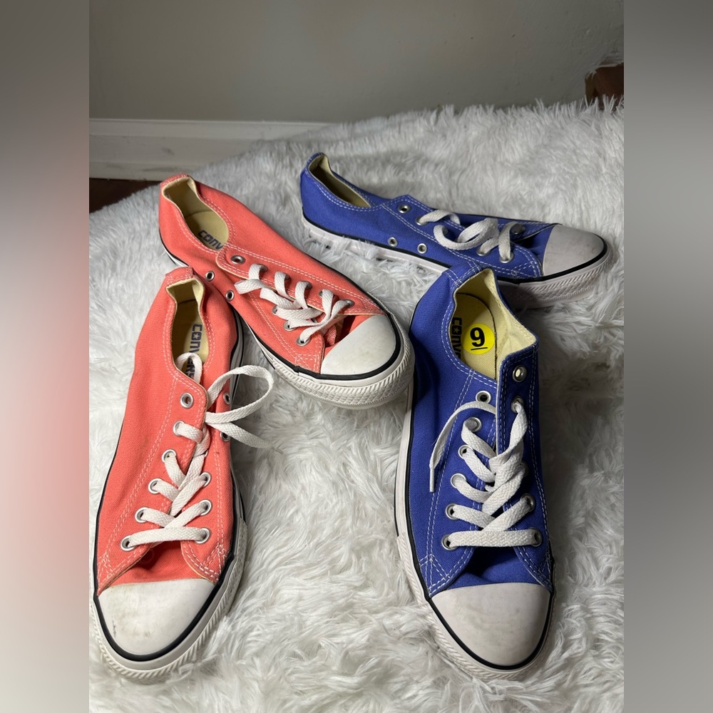 Periwinkle and coral Women’s size 9 Converse. Gently used PRICE IS PER PAIR